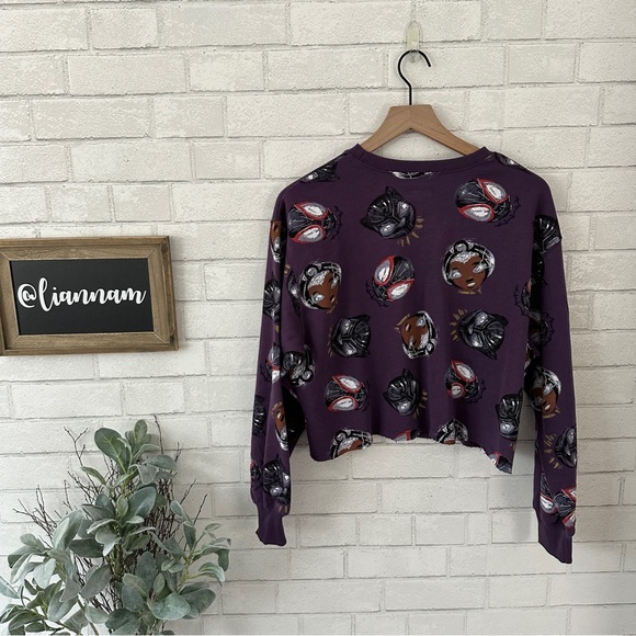 MARVEL Purple Cut Off Sweatshirt - Picture 4 of 7